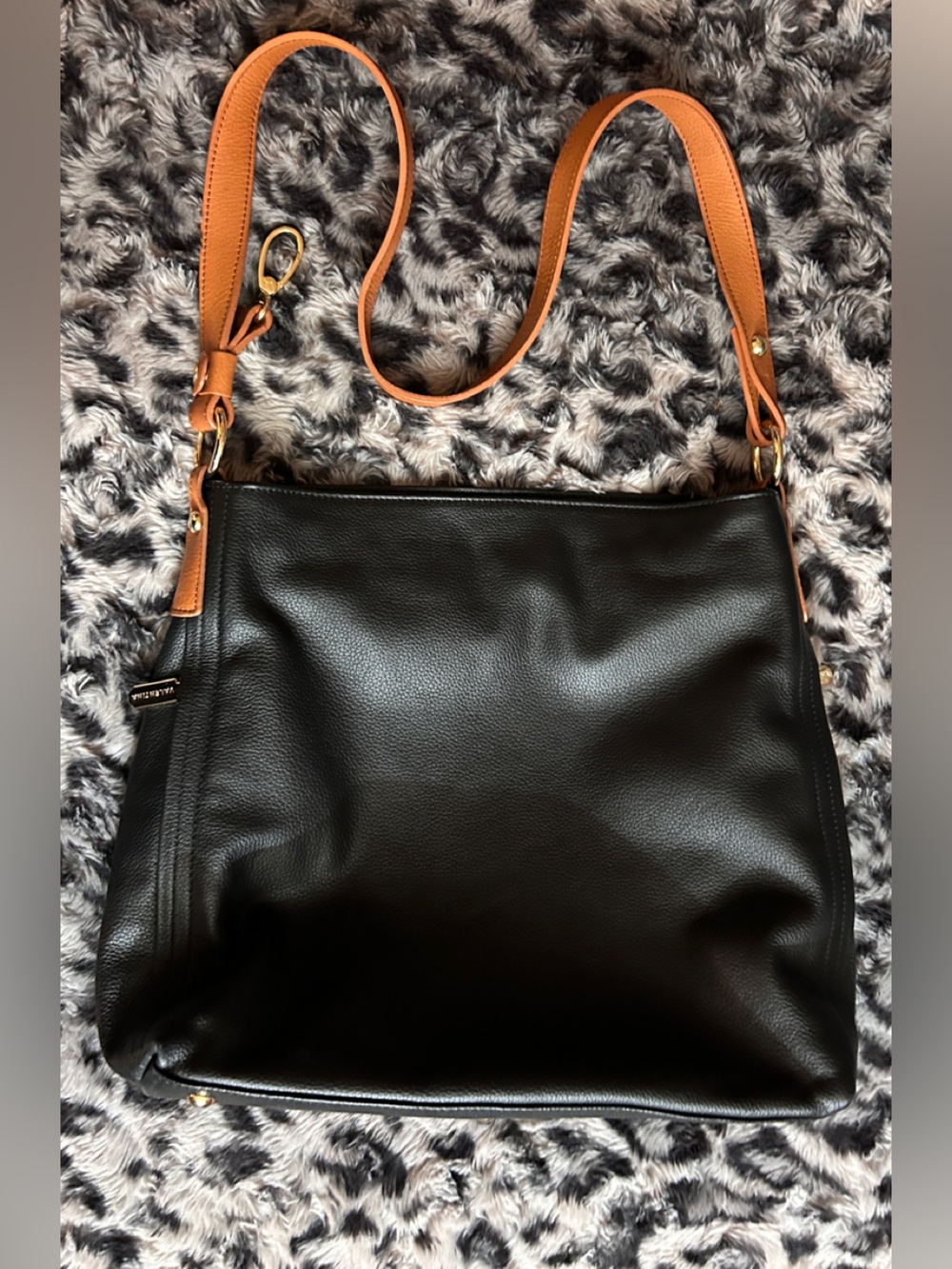 Valentina real leather black bag
